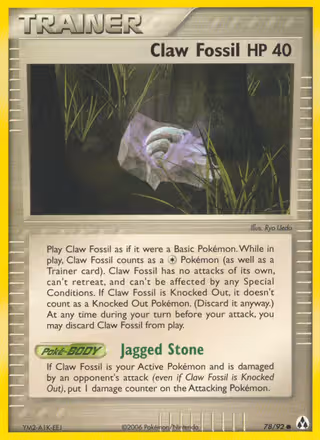 Claw Fossil 78/92 Pokemon card