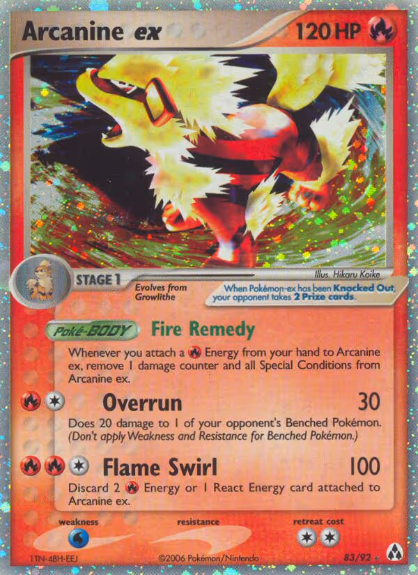 Arcanine ex 83/92 Pokemon card