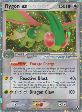 Flygon ex 87/92 Pokemon card