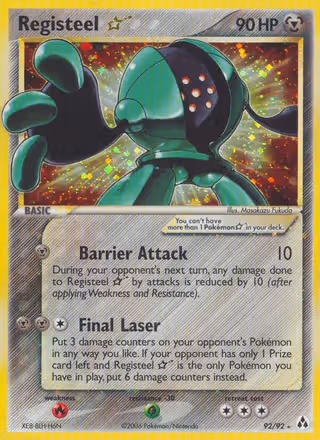 Registeel ☆ 92/92 Pokemon card