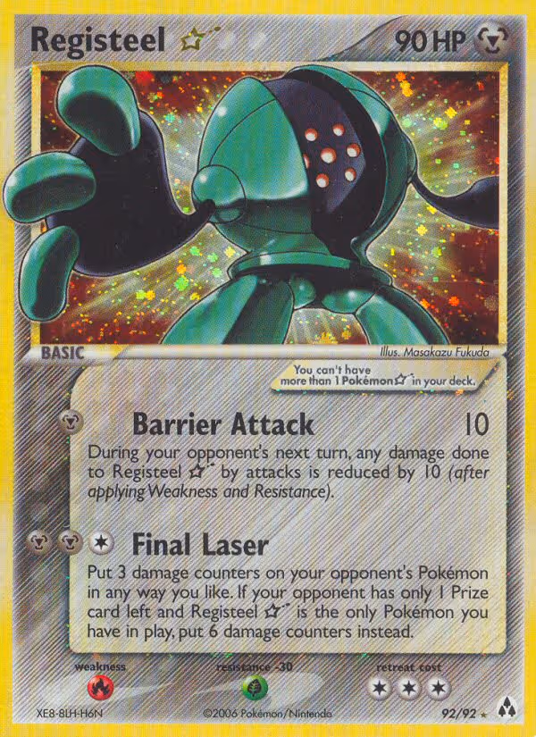 Registeel Star 92/92 Pokemon card