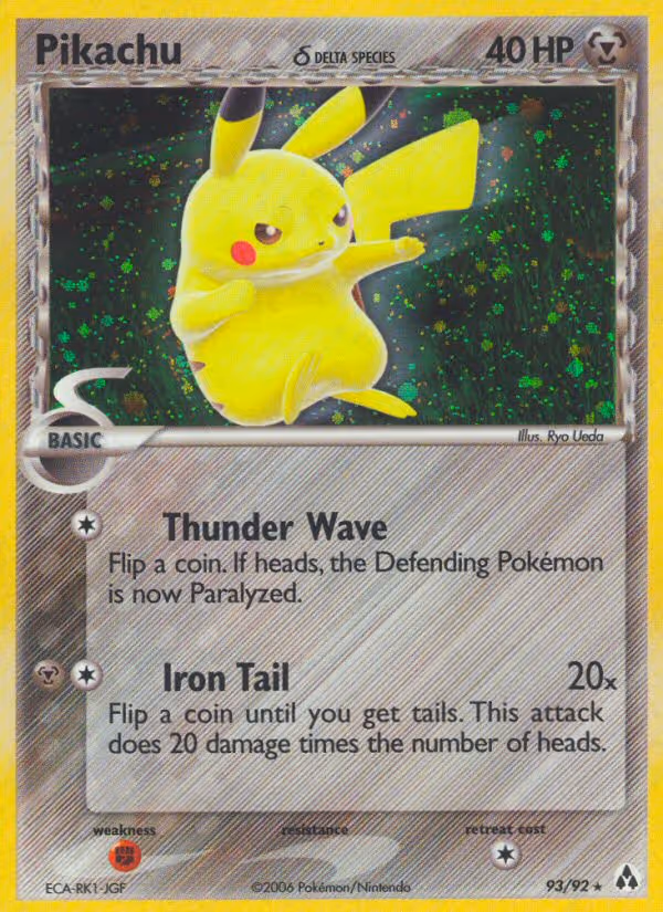 Pikachu δ 93/92 Pokemon card