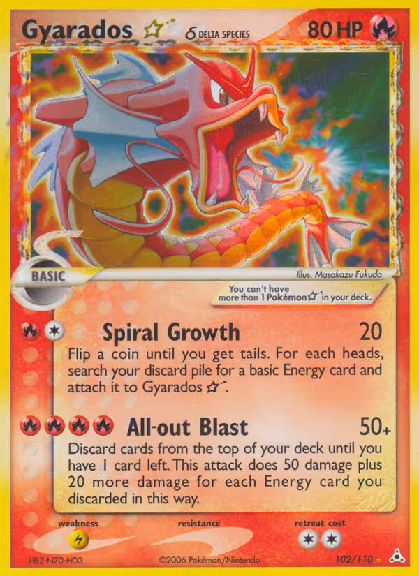 Gyarados Star δ 102/110 Pokemon card