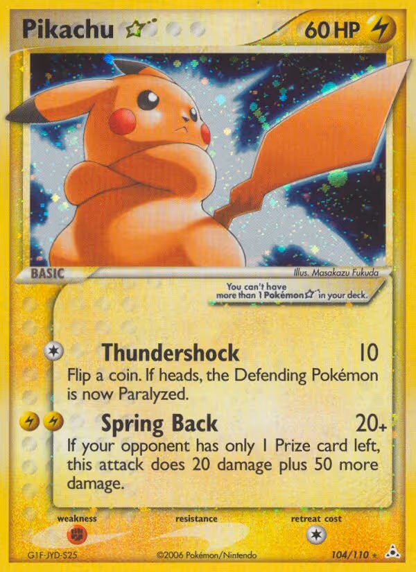 Pikachu Star 104/110 Pokemon card