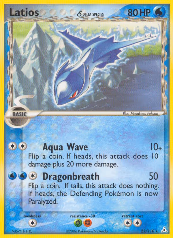Latios δ 22/110 Pokemon card