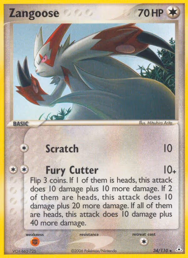 Zangoose 34/110 Pokemon card