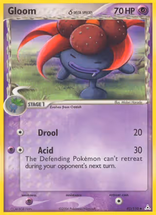 Gloom δ 42/110 Pokemon card