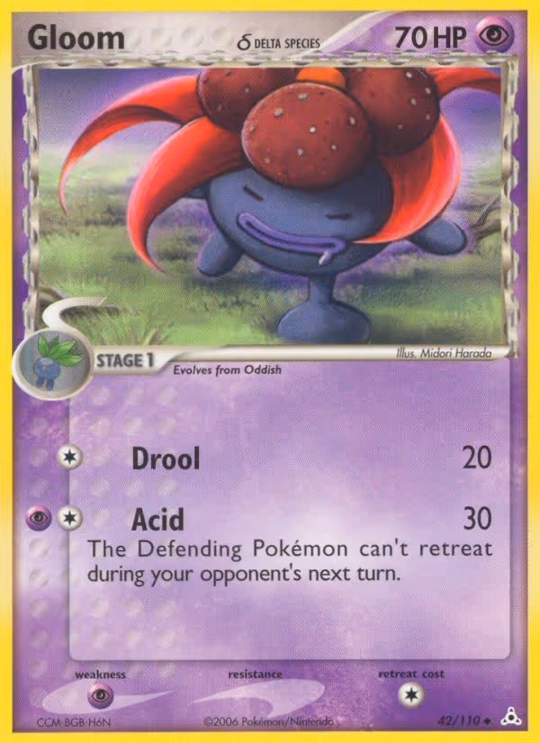 Gloom δ 42/110 Pokemon card