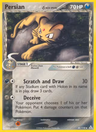 Persian δ 48/110 Pokemon card