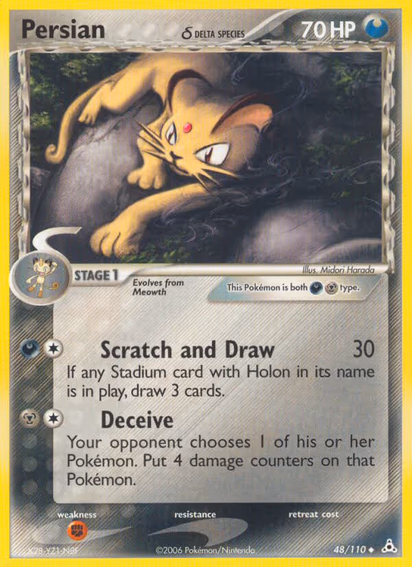 Persian δ 48/110 Pokemon card