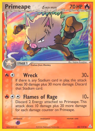 Primeape δ 50/110 Pokemon card