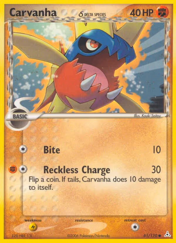 Carvanha δ 61/110 Pokemon card