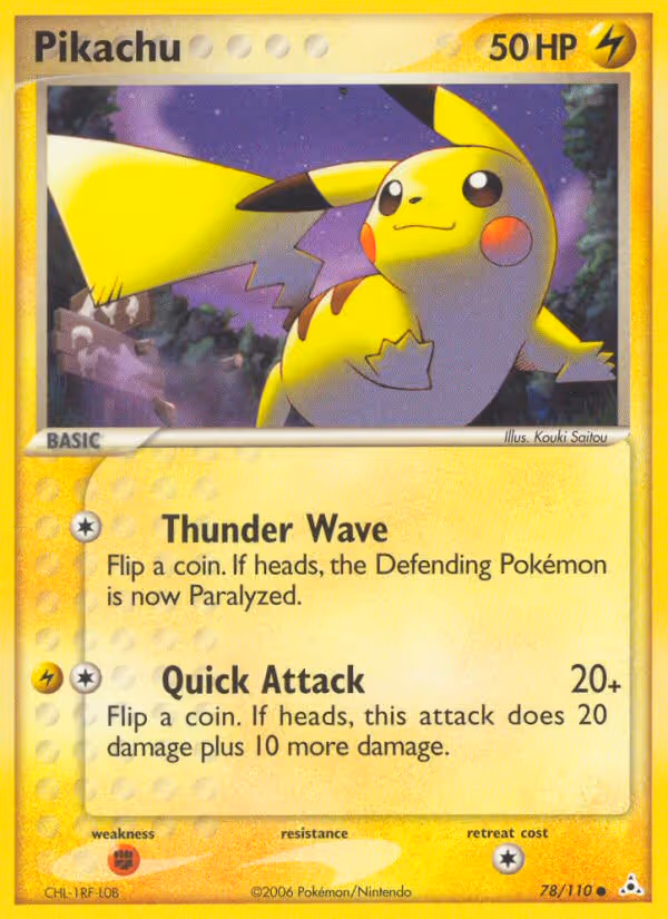 Pikachu 78/110 Pokemon card