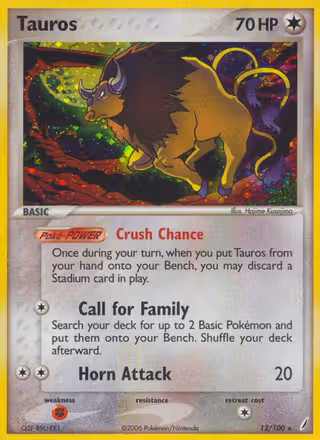 Tauros 12/100 Pokemon card