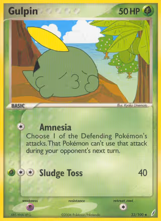 Gulpin 33/100 Pokemon card