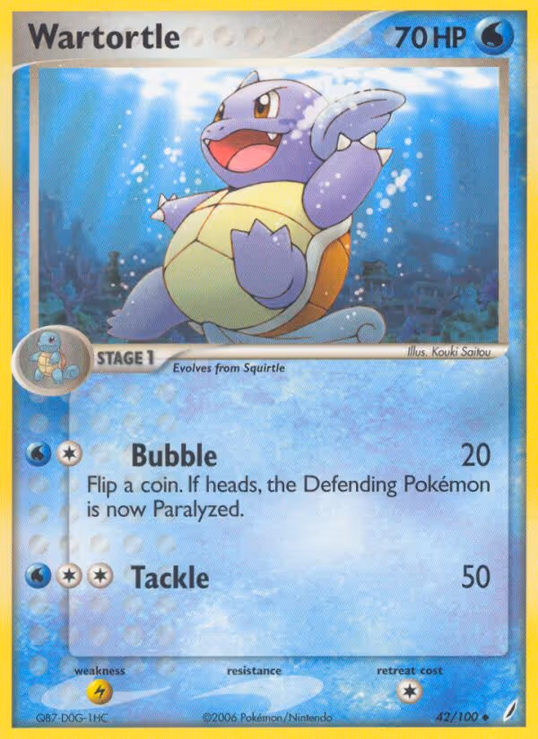 Wartortle 42/100 Pokemon card