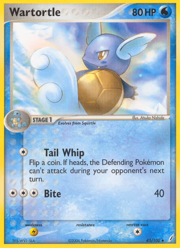 Wartortle 43/100 Pokemon card