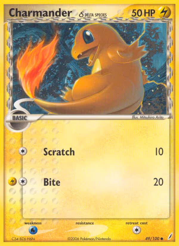 Charmander δ 49/100 Pokemon card