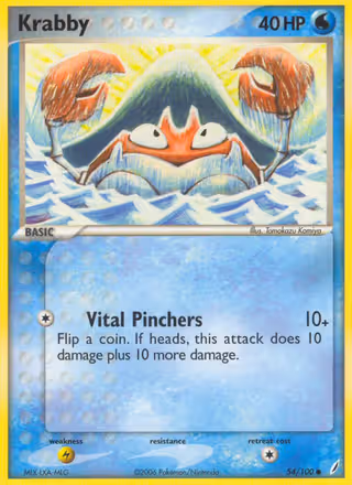 Krabby 54/100 Pokemon card