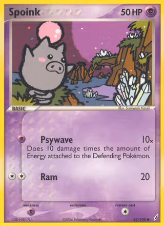 Spoink 62/100 Pokemon card