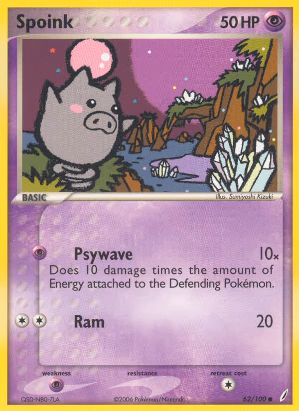 Spoink 62/100 Pokemon card