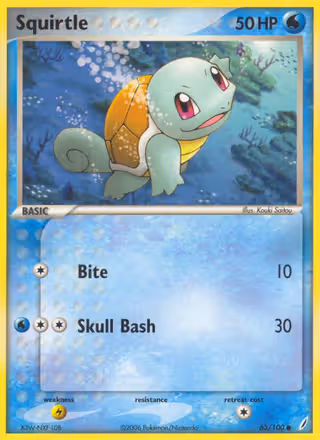 Squirtle 63/100 Pokemon card