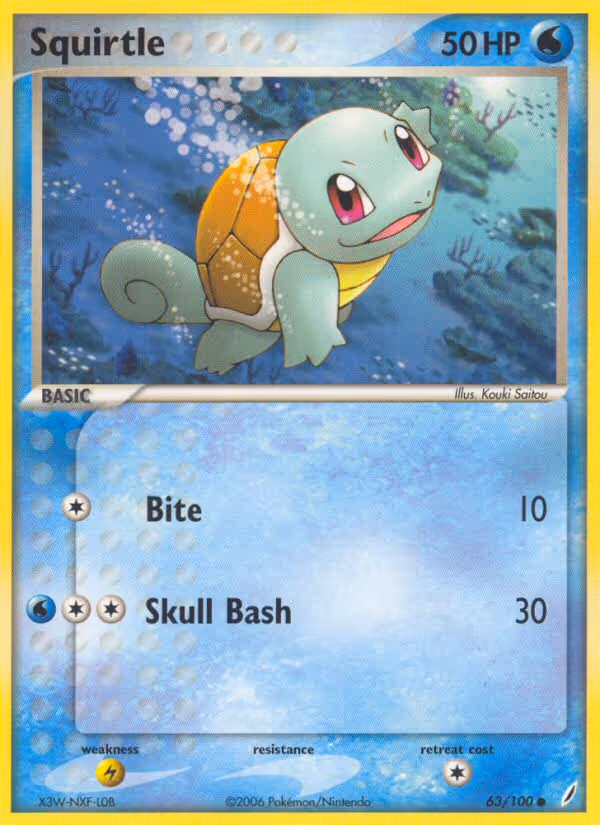 Squirtle 63/100 Pokemon card