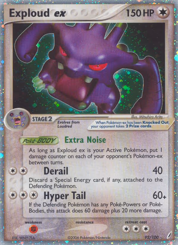 Exploud ex 92/100 Pokemon card