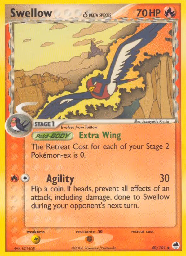 Swellow δ 40/101 Pokemon card