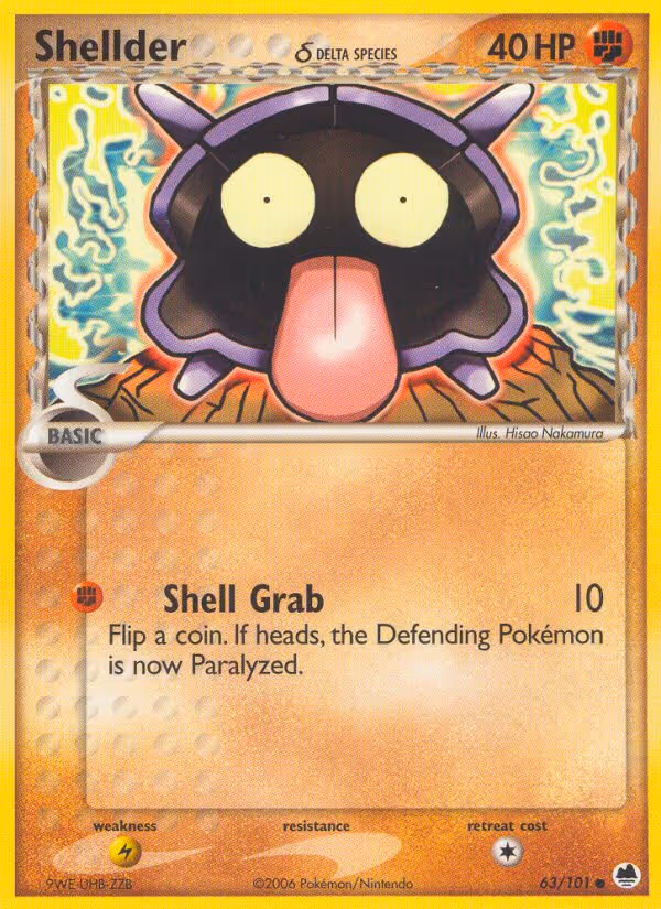 Shellder δ 63/101 Pokemon card