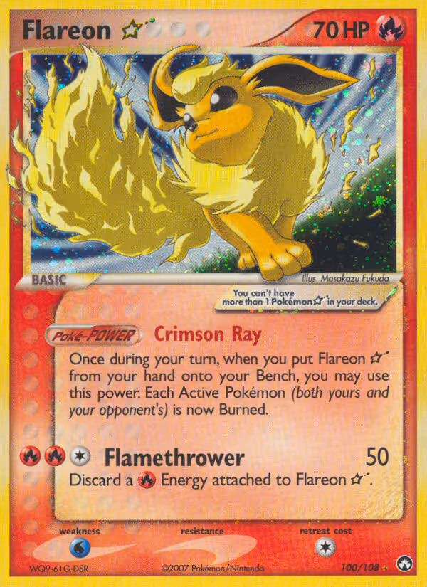 Flareon Star 100/108 Pokemon card