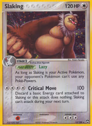 Slaking 13/108 Pokemon card