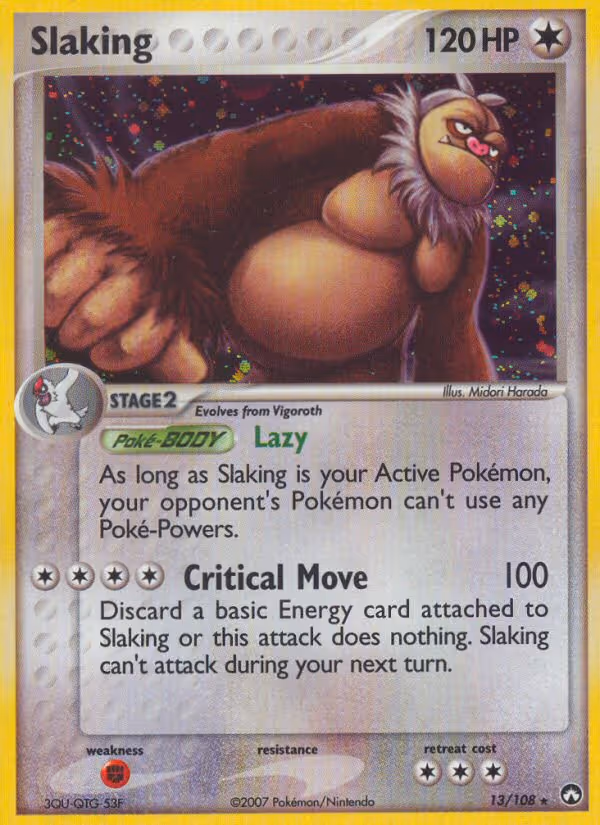 Slaking 13/108 Pokemon card