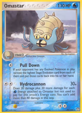 Omastar 20/108 Pokemon card
