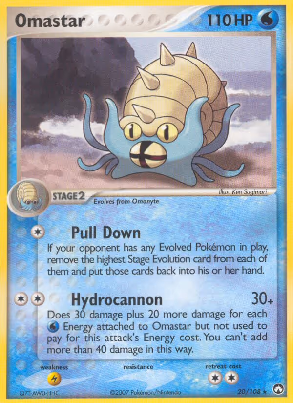 Omastar 20/108 Pokemon card