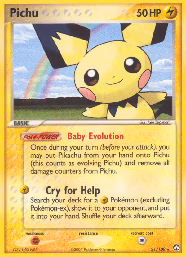Pichu 21/108 Pokemon card