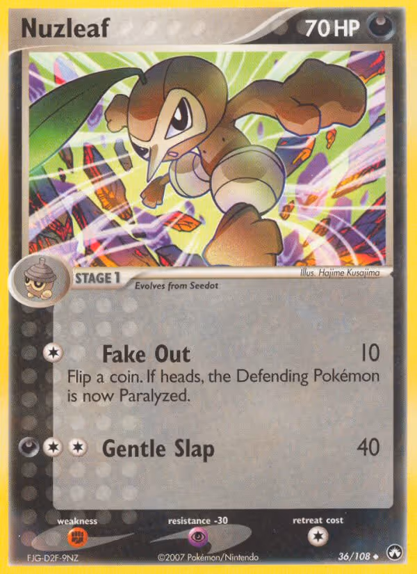 Nuzleaf 36/108 Pokemon card