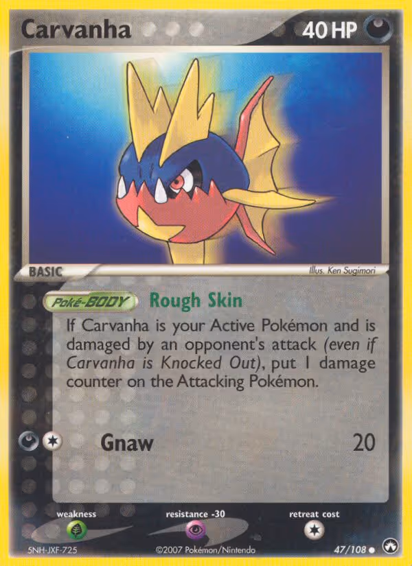 Carvanha 47/108 Pokemon card