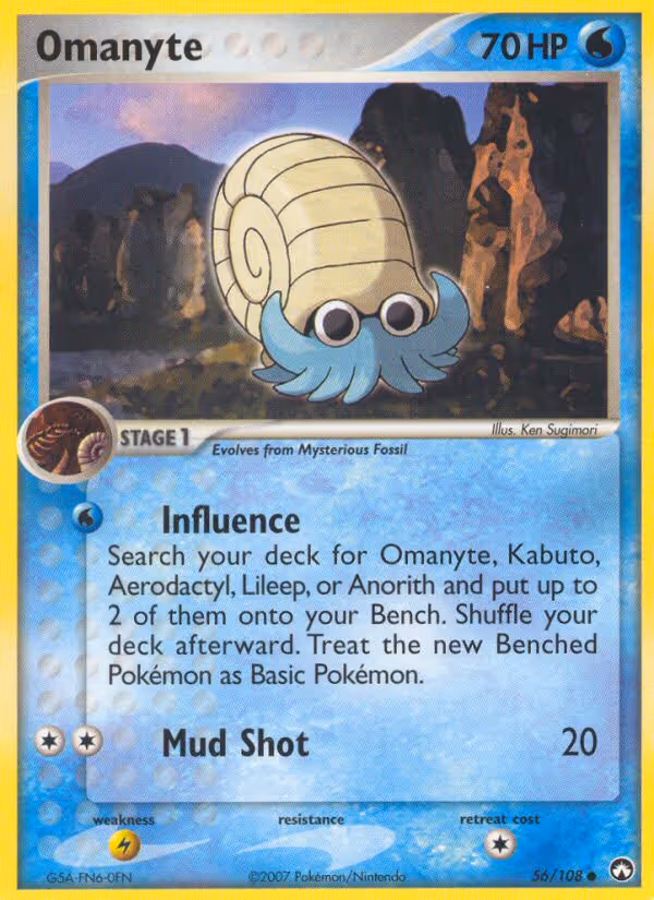 Omanyte 56/108 Pokemon card