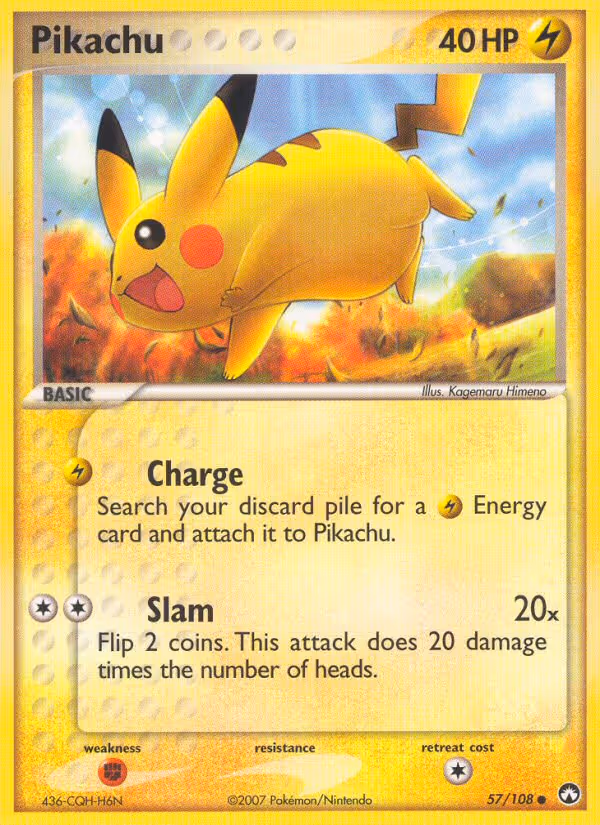 Pikachu 57/108 Pokemon card