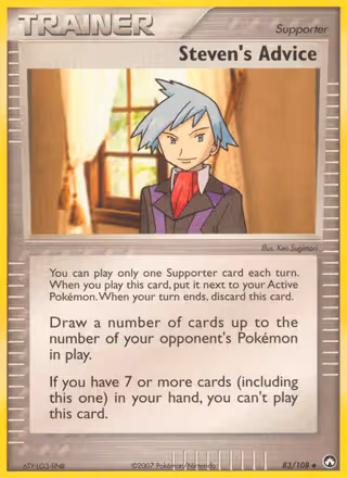 Steven's Advice 83/108 Pokemon card