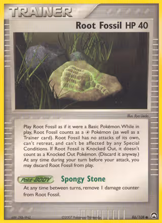 Root Fossil 86/108 Pokemon card