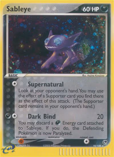 Sableye 10/100 Pokemon card