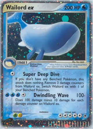 Wailord ex 100/100 Pokemon card