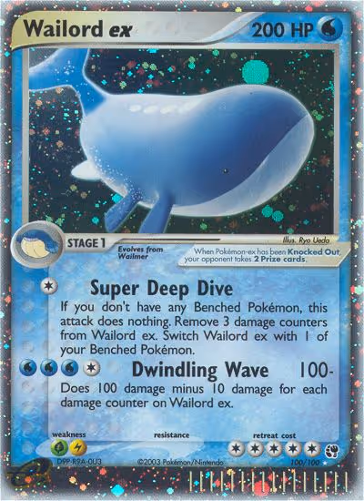 Wailord ex 100/100 Pokemon card