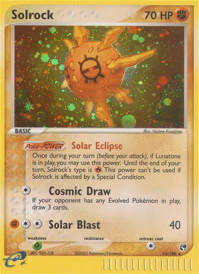 Solrock 13/100 Pokemon card