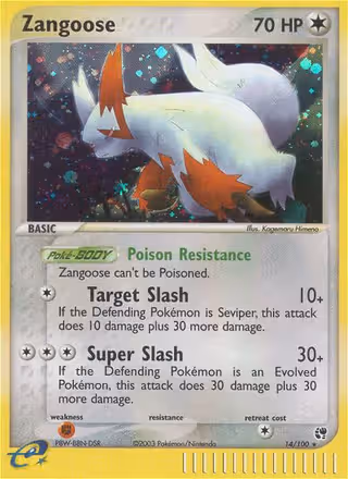 Zangoose 14/100 Pokemon card