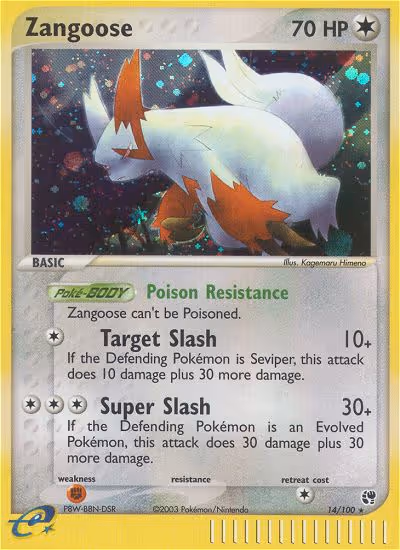 Zangoose 14/100 Pokemon card