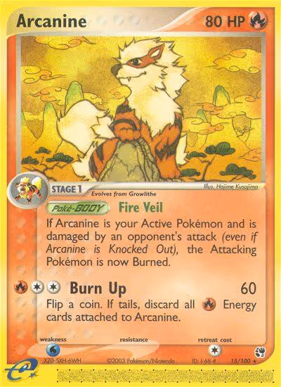 Arcanine 15/100 Pokemon card