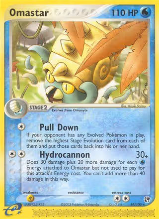 Omastar 19/100 Pokemon card